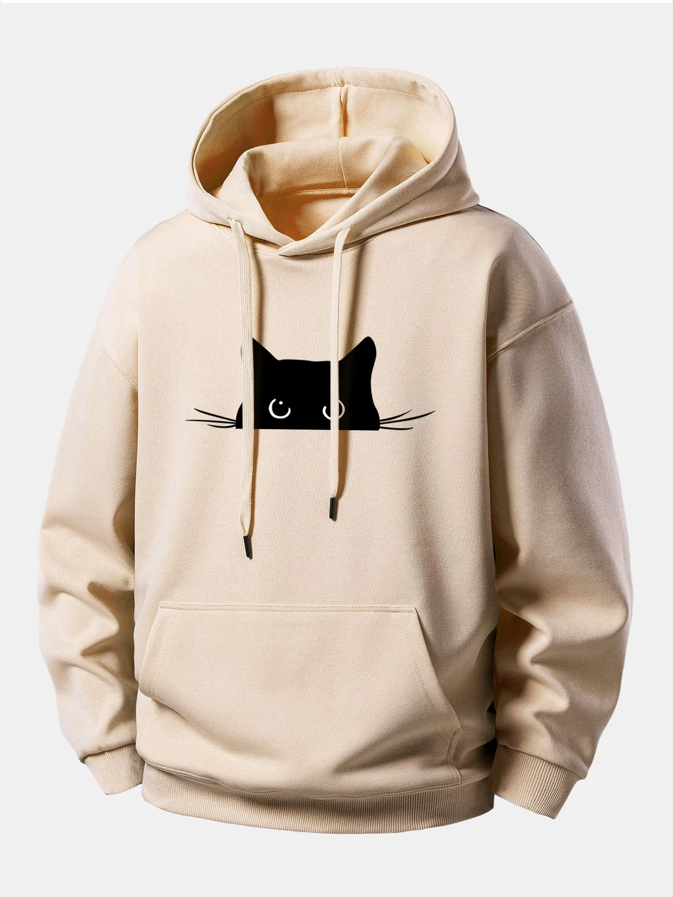 Black Cat Print Relax Fit Hoodie sold by Hoooyi product image thumbnail 2
