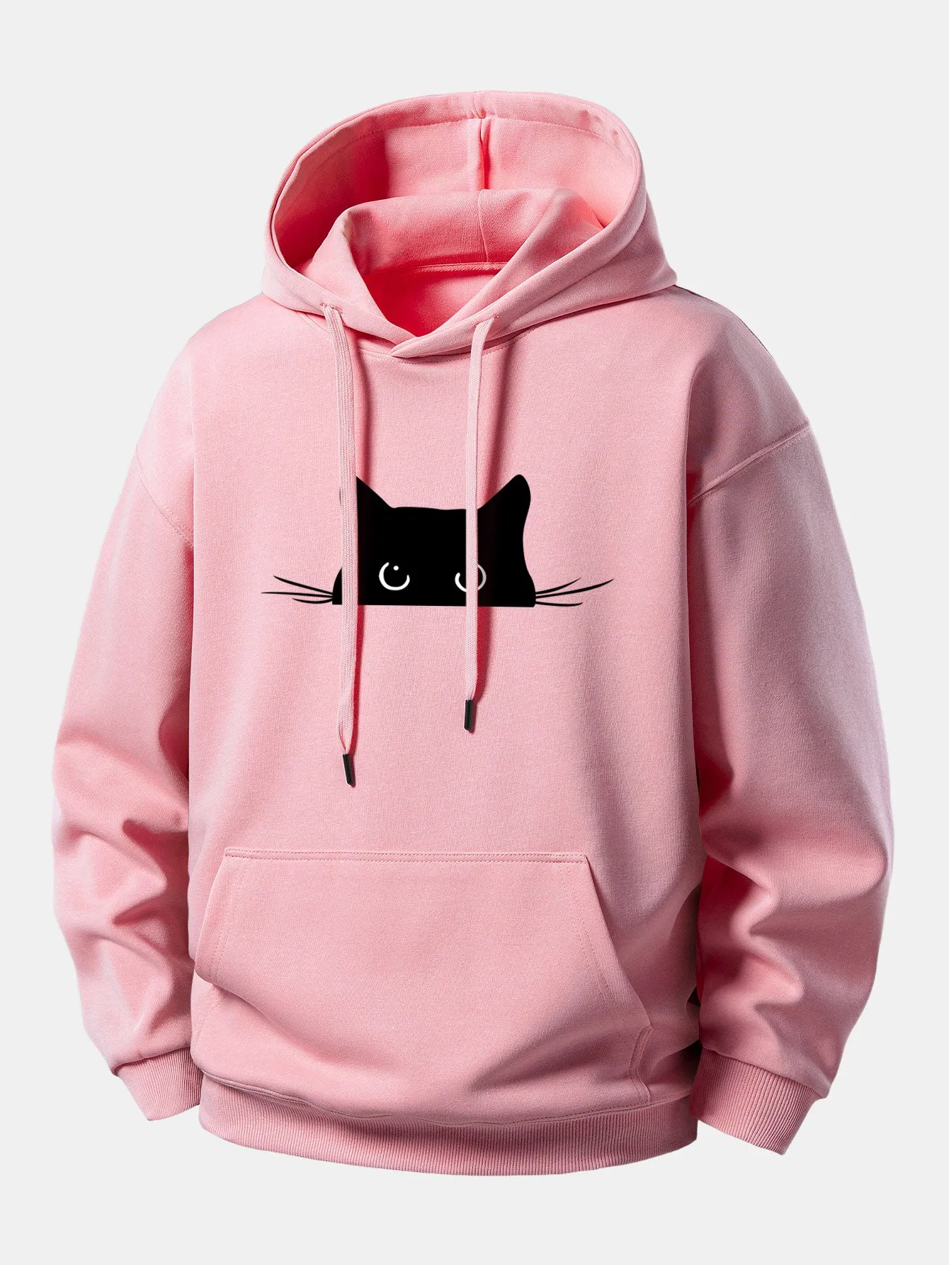 Black Cat Print Relax Fit Hoodie sold by Hoooyi product image thumbnail 5