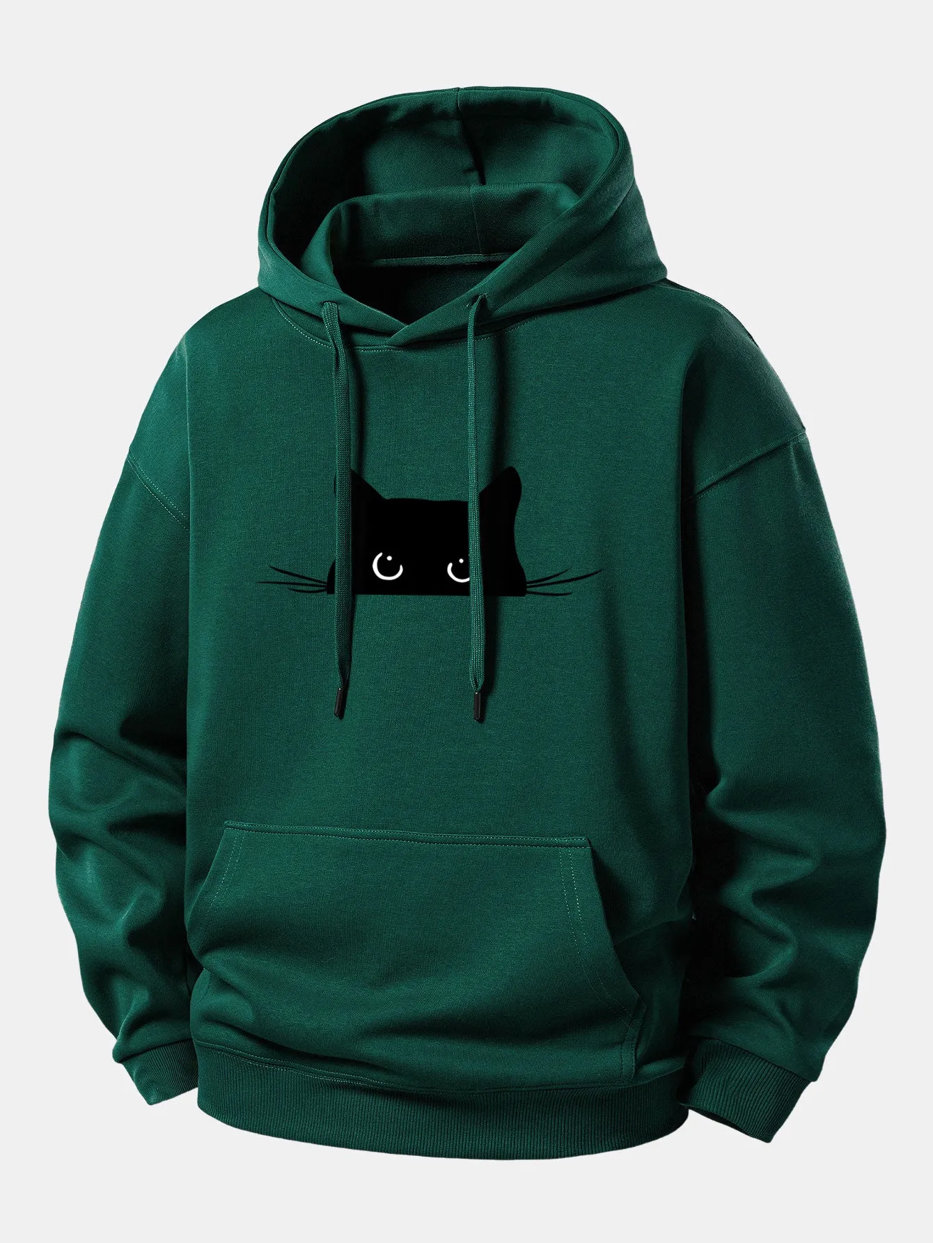 Black Cat Print Relax Fit Hoodie sold by Hoooyi product image thumbnail 4