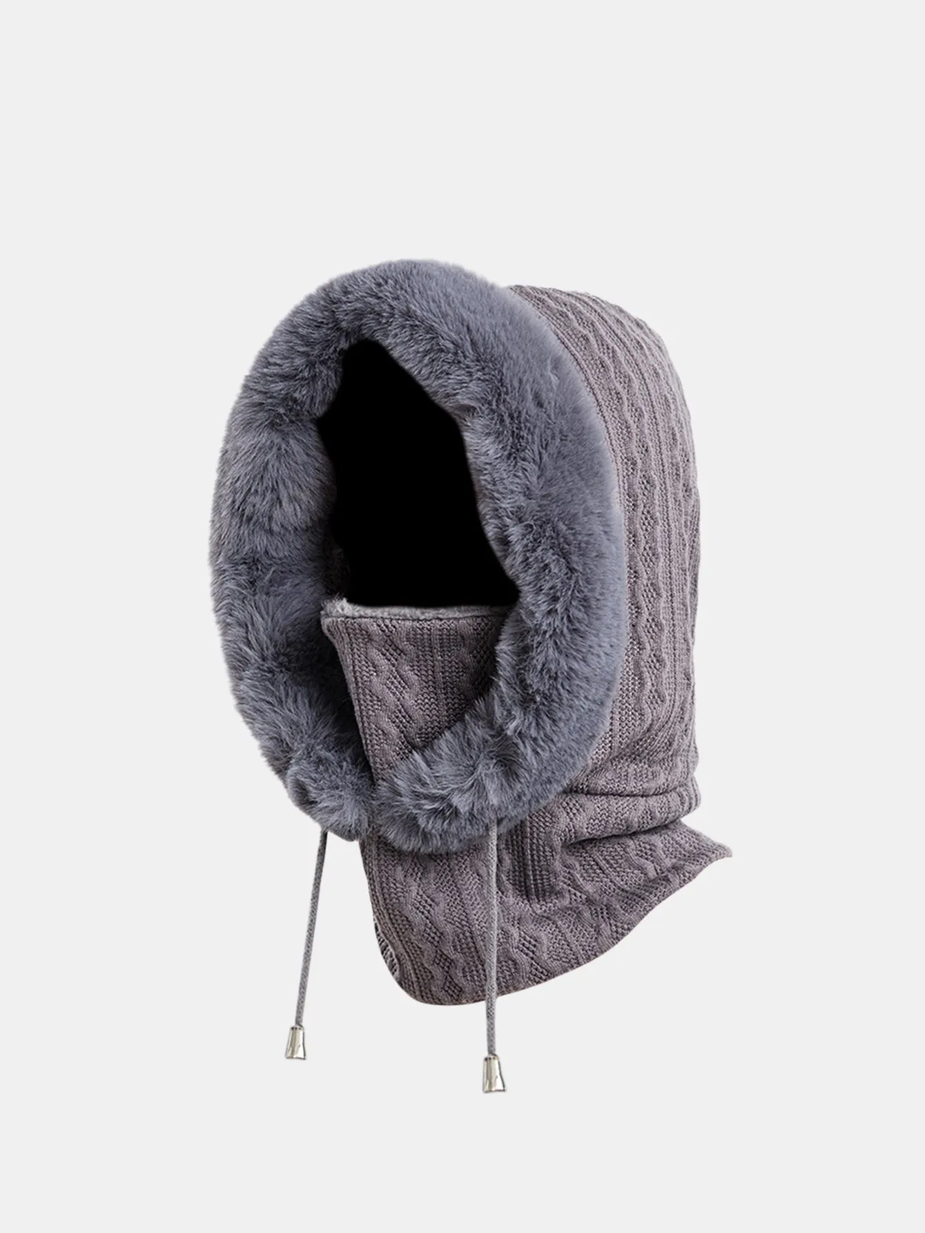 Drawstring Plush Warm Balaclava Hat sold by Hoooyi product image thumbnail 4