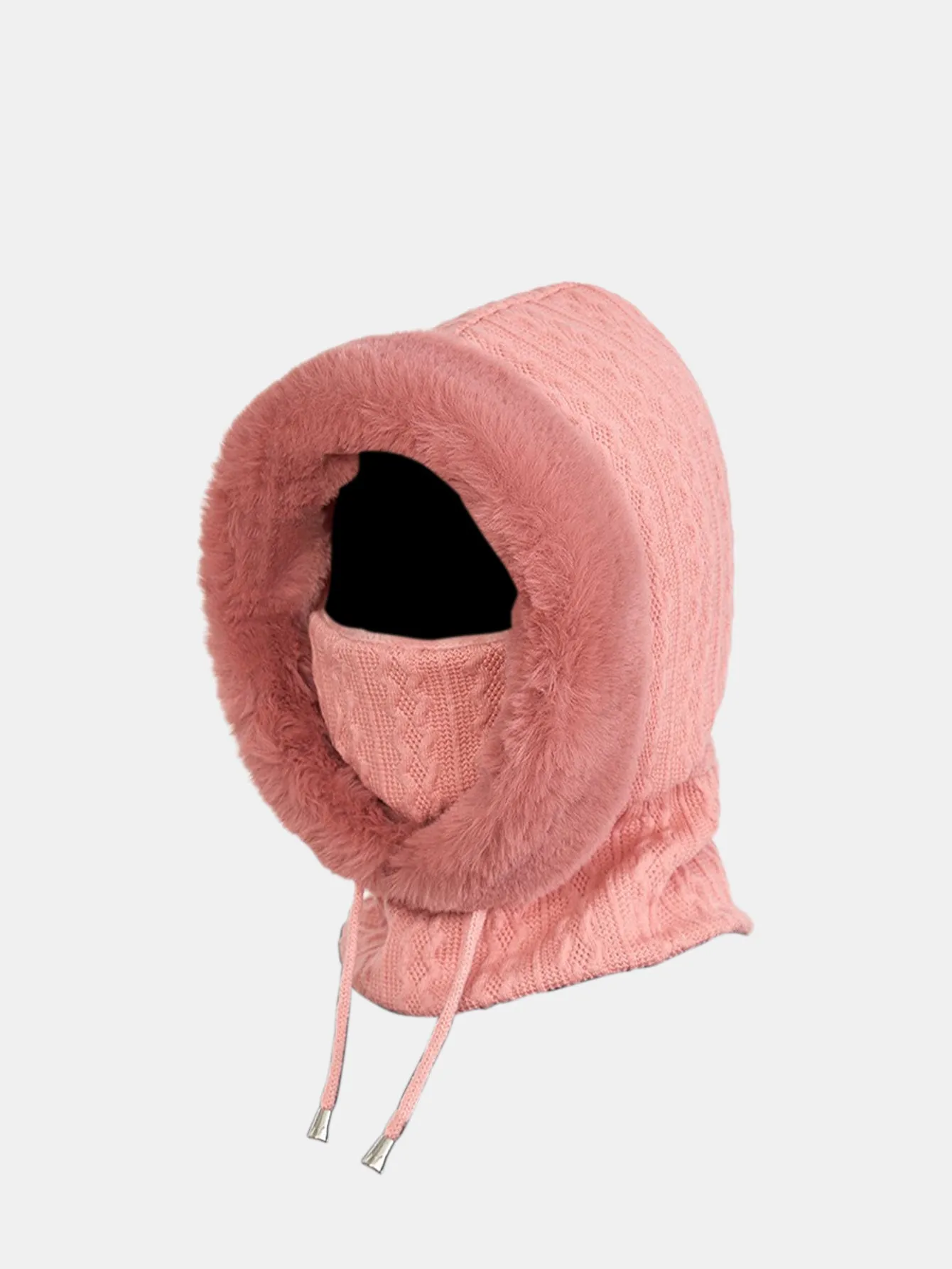 Drawstring Plush Warm Balaclava Hat sold by Hoooyi product image thumbnail 3