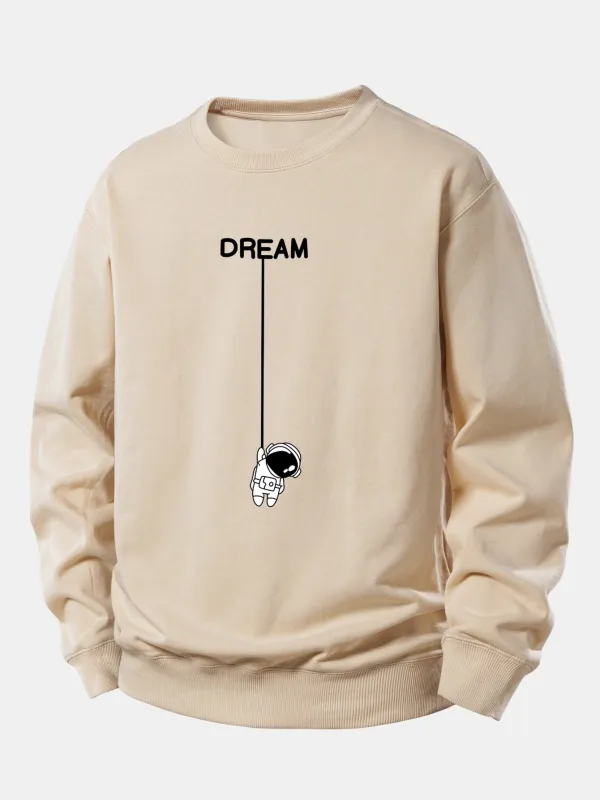 Dream Astronaut Print Relax Fit Sweatshirt sold by Hoooyi