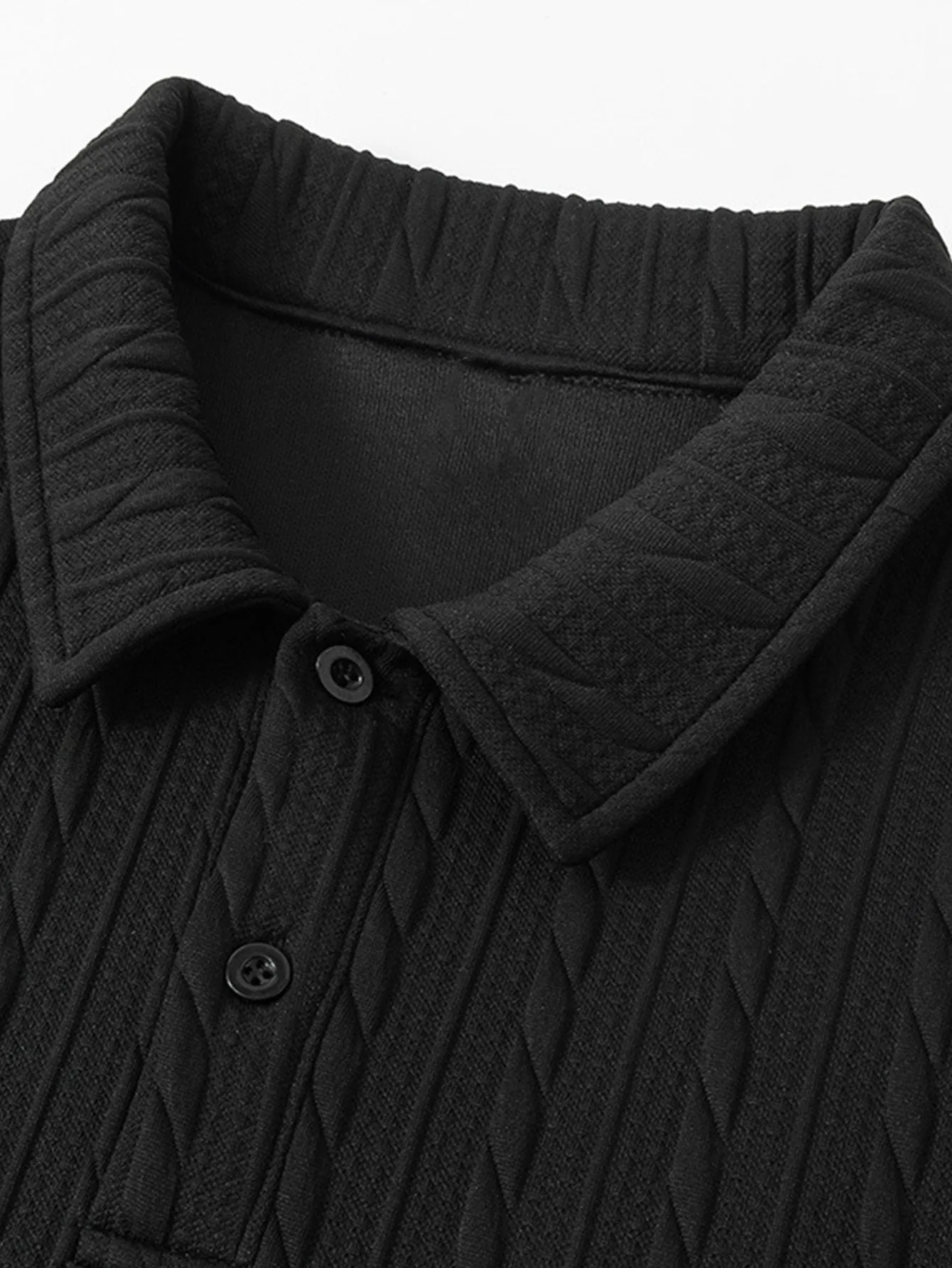 Relax Fit Twisted Jacquard Polo Sweatshirt sold by Hoooyi product image thumbnail 5