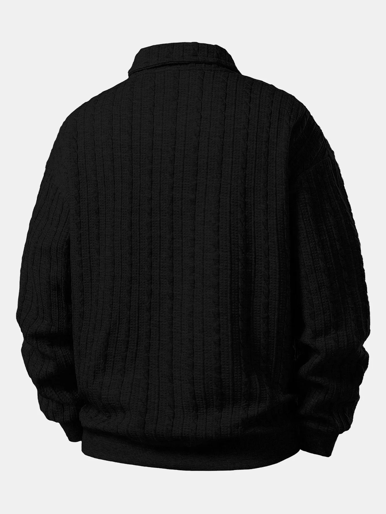 Relax Fit Twisted Jacquard Polo Sweatshirt sold by Hoooyi product image thumbnail 4