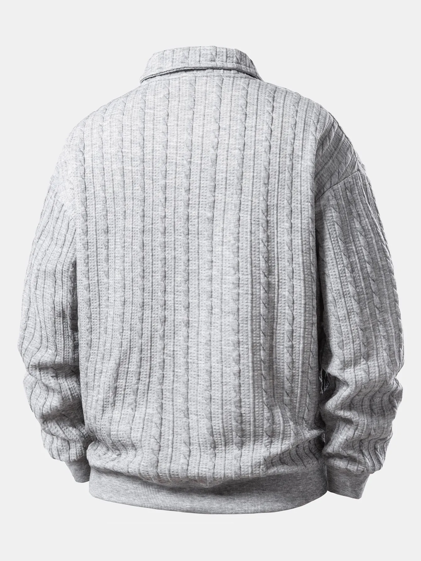 Relax Fit Twisted Jacquard Polo Sweatshirt sold by Hoooyi product image thumbnail 2