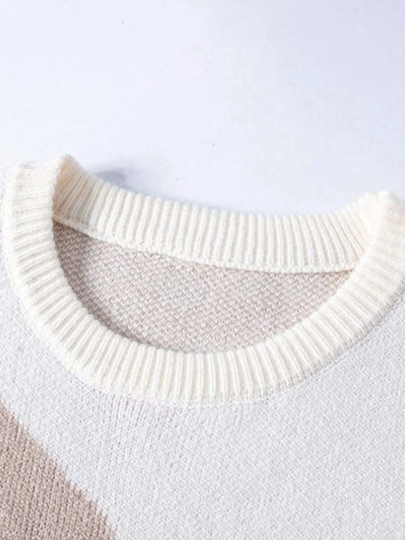 Color Block Cat Print Crew Neck Sweater sold by Hoooyi product image thumbnail 5