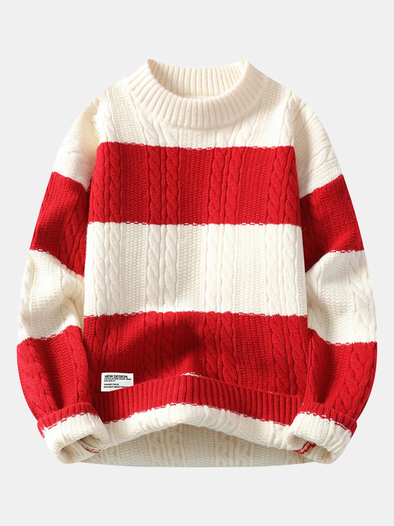 Striped Twist Jacquard Sweater sold by Hoooyi product image thumbnail 5