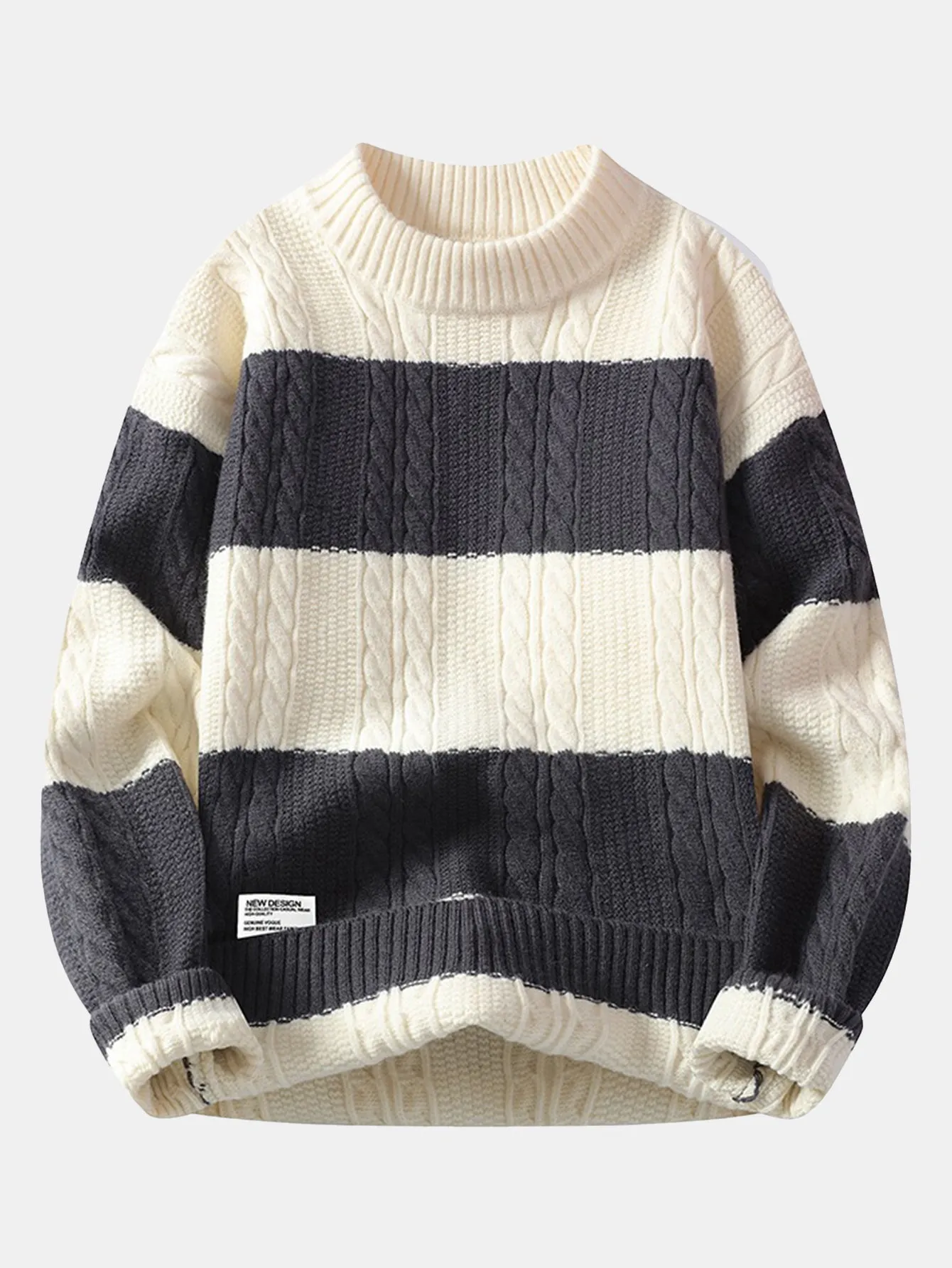 Striped Twist Jacquard Sweater sold by Hoooyi product image thumbnail 3