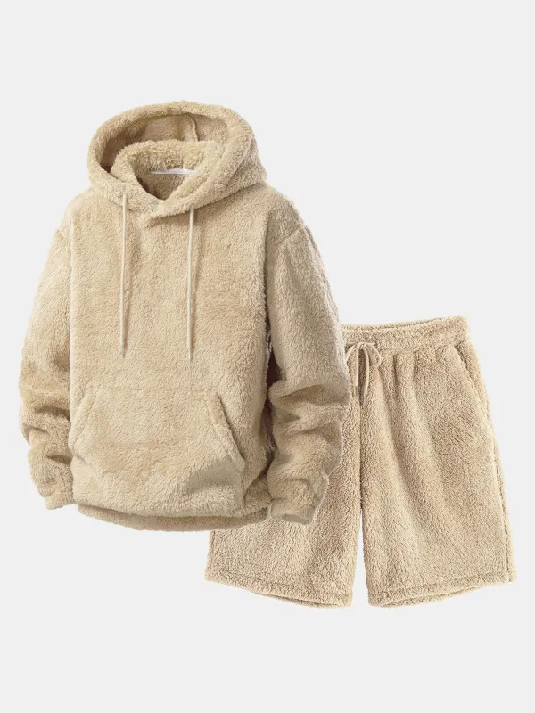 Basic Teddy Hoodie & Teddy Drawstring Shorts sold by Hoooyi