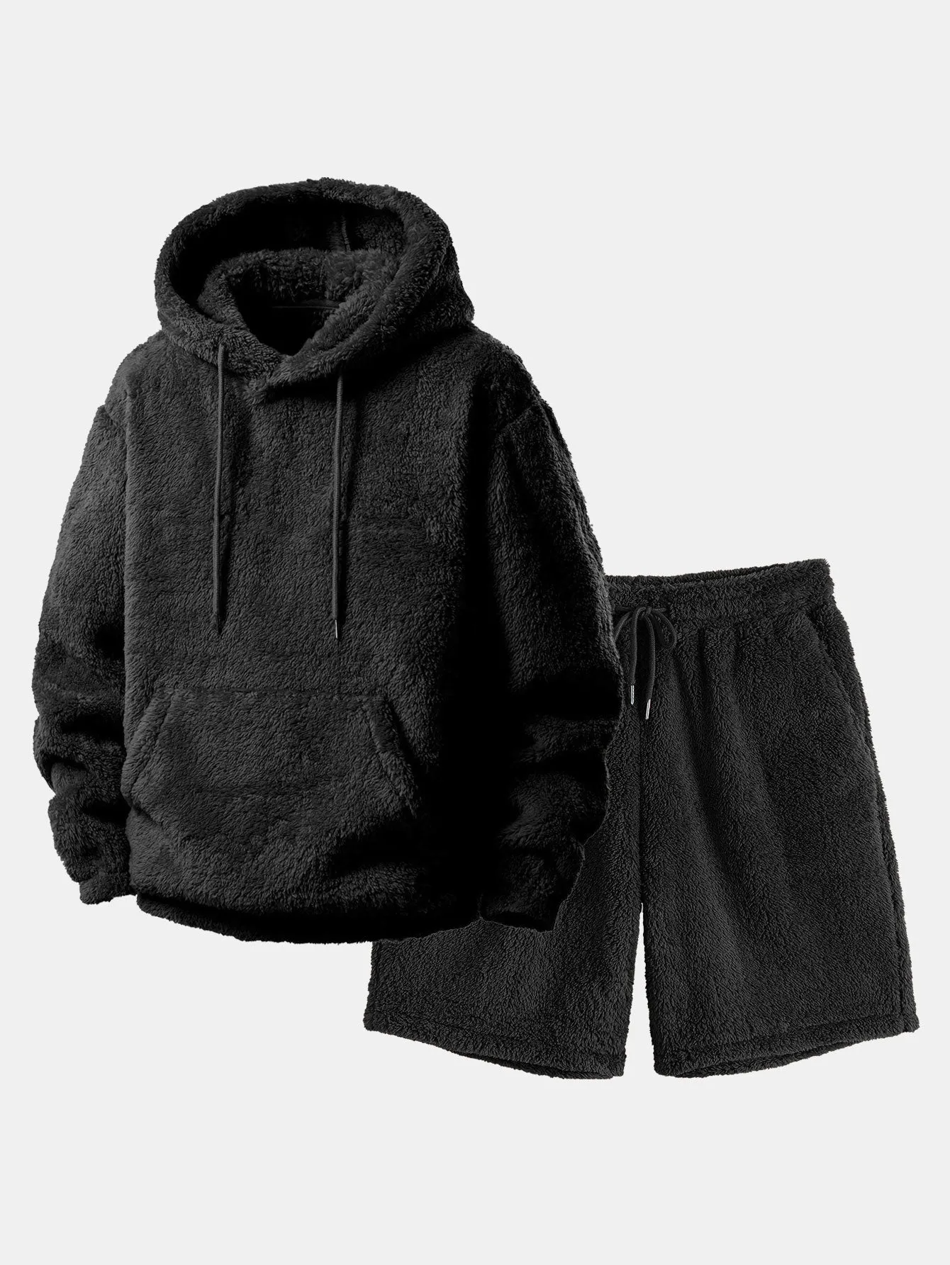 Basic Teddy Hoodie & Teddy Drawstring Shorts sold by Hoooyi product image thumbnail 2