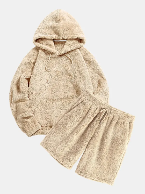 Basic Teddy Hoodie & Teddy Drawstring Shorts sold by Hoooyi