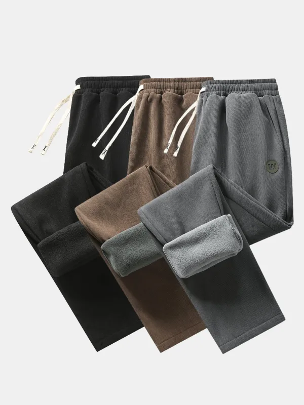 3 Pieces Teddy Fleece Lined Straight Leg Corduroy Pants sold by Hoooyi