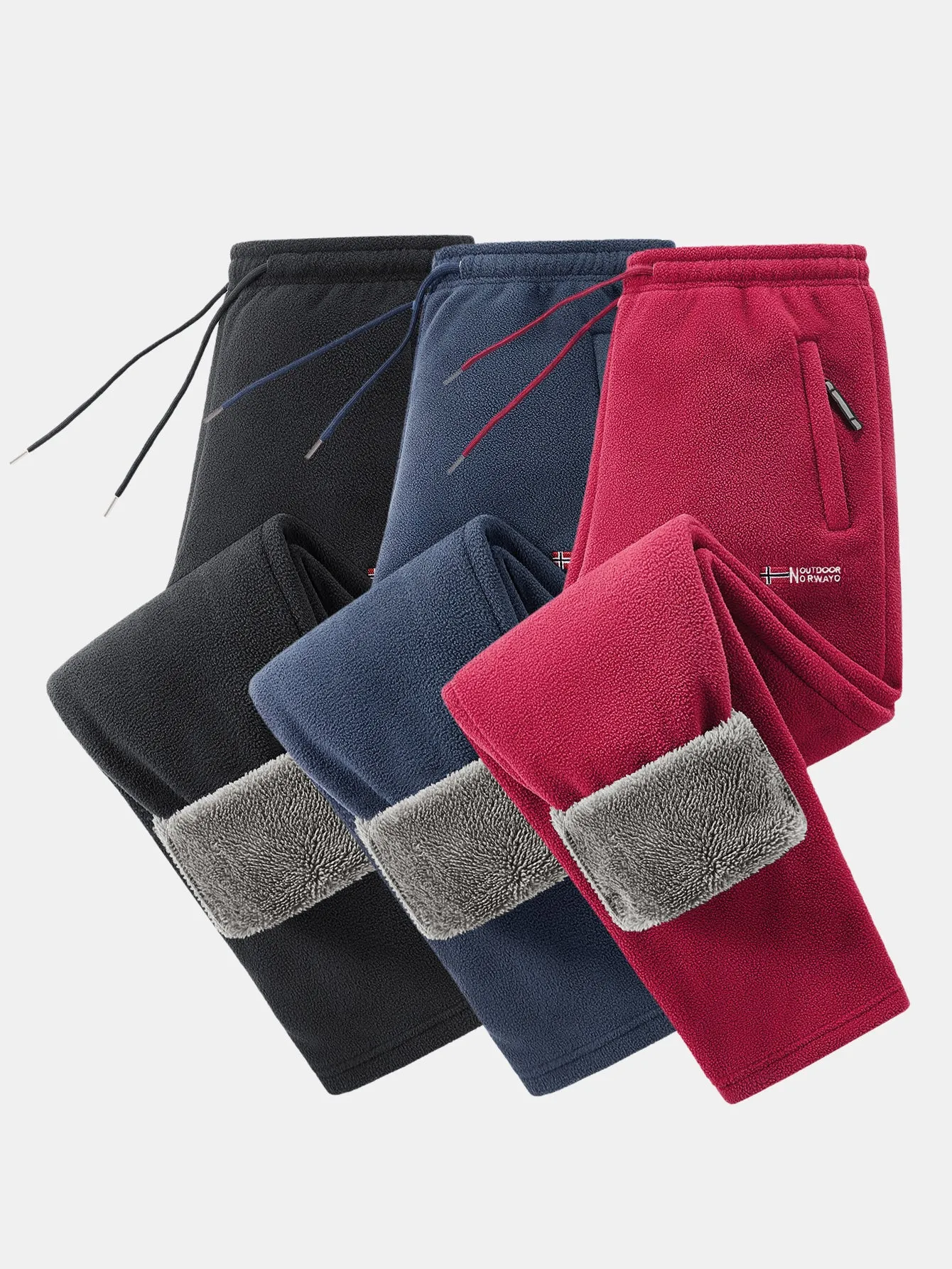 3 Pieces Teddy Lined Straight Leg Polar Fleece Pants sold by Hoooyi product image thumbnail 3
