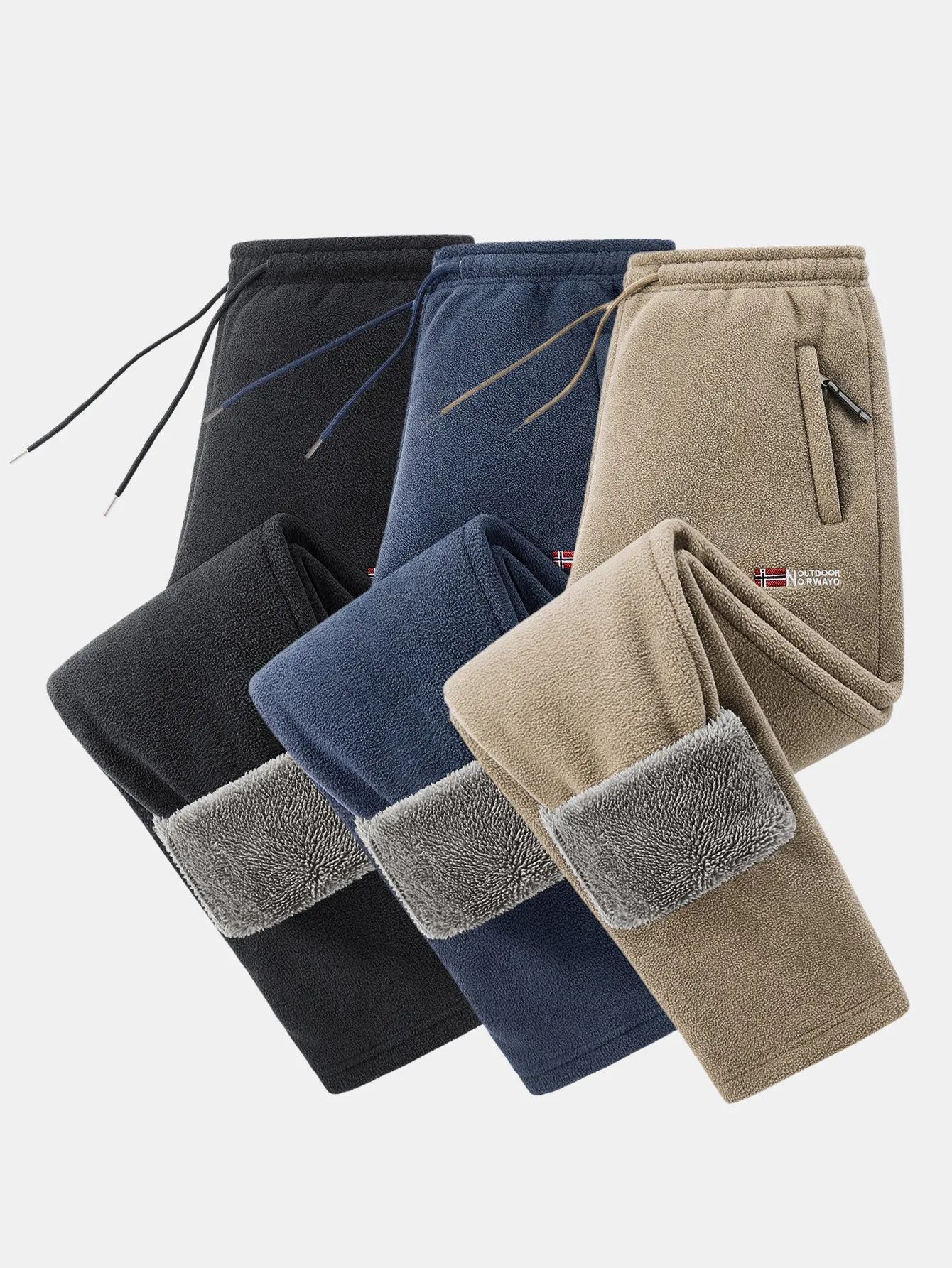 3 Pieces Teddy Lined Straight Leg Polar Fleece Pants sold by Hoooyi product image thumbnail 2