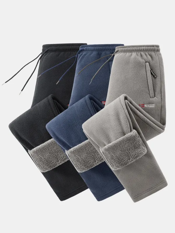 3 Pieces Teddy Lined Straight Leg Polar Fleece Pants sold by Hoooyi