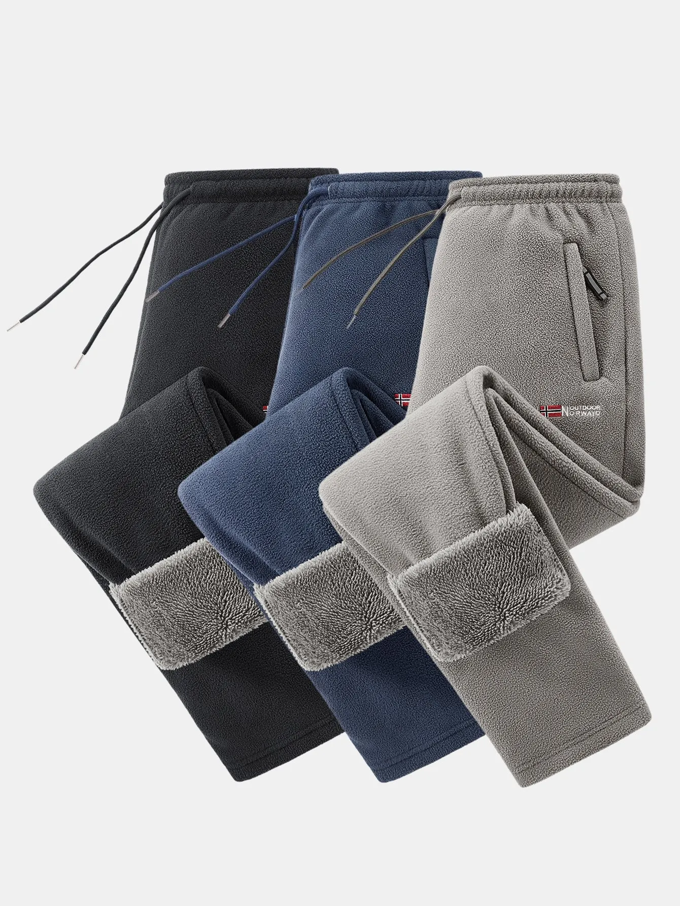 3 Pieces Teddy Lined Straight Leg Polar Fleece Pants sold by Hoooyi