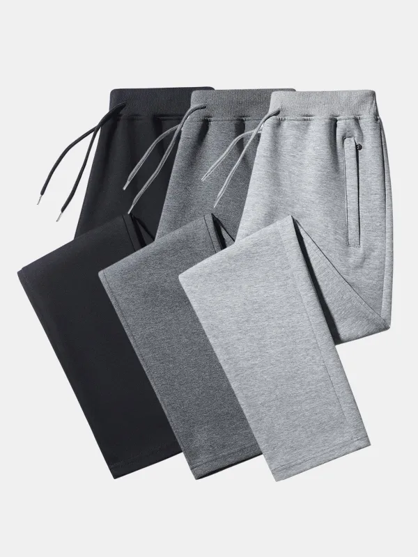 3 Pieces Solid Zipper Pocket Cotton Straight Leg Pants sold by Hoooyi