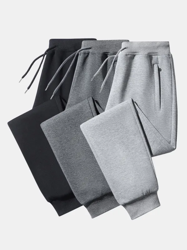 3 Pieces Solid Zipper Pocket Cotton Jogger Pants sold by Hoooyi