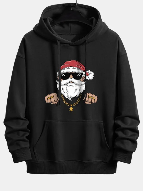 Hip Hop Santa Claus Print Relax Fit Hoodie sold by Hoooyi