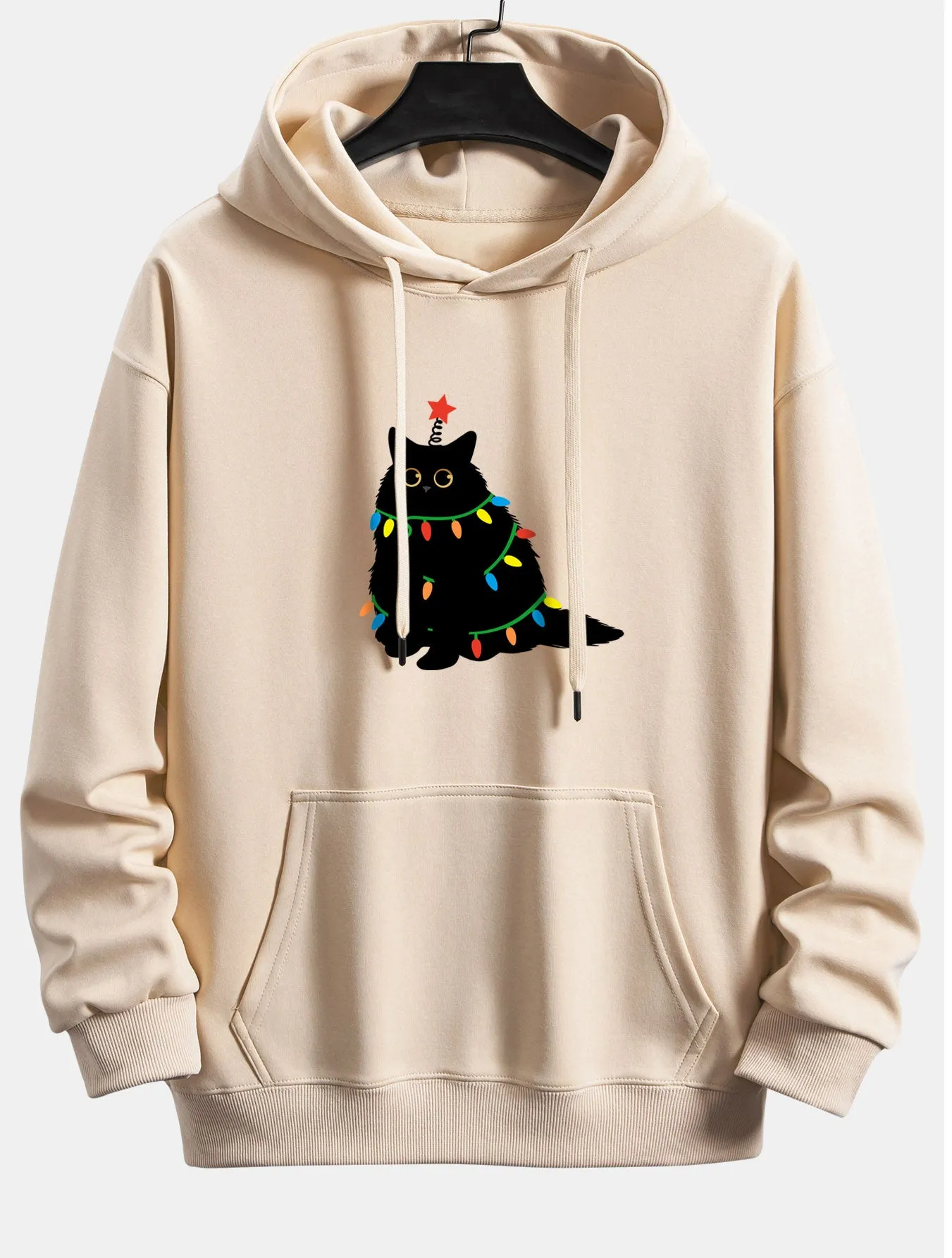 Colorful Light Black Cat Print Relax Fit Hoodie sold by Hoooyi product image thumbnail 4