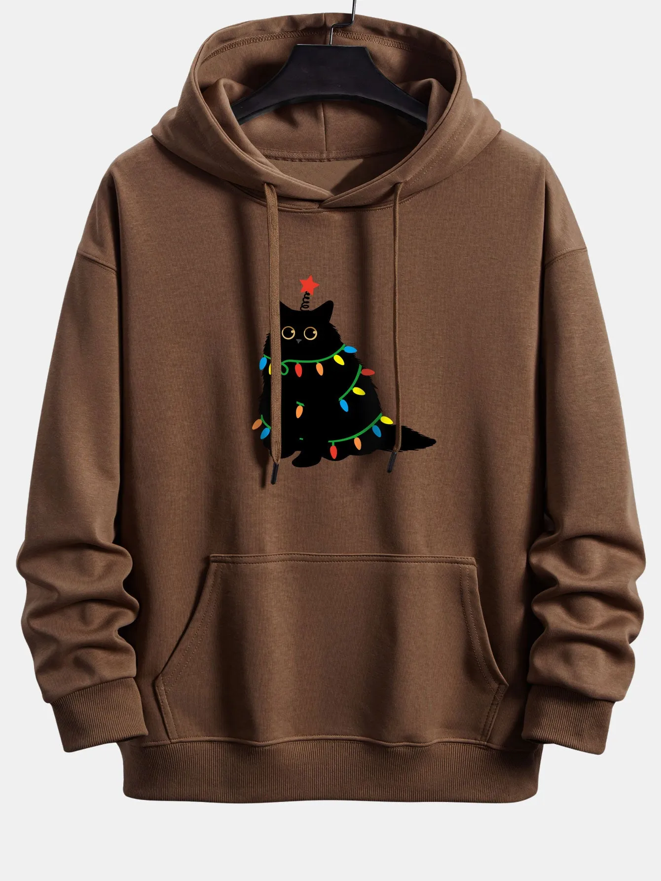 Colorful Light Black Cat Print Relax Fit Hoodie sold by Hoooyi product image thumbnail 3