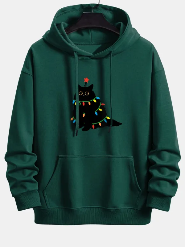 Colorful Light Black Cat Print Relax Fit Hoodie sold by Hoooyi