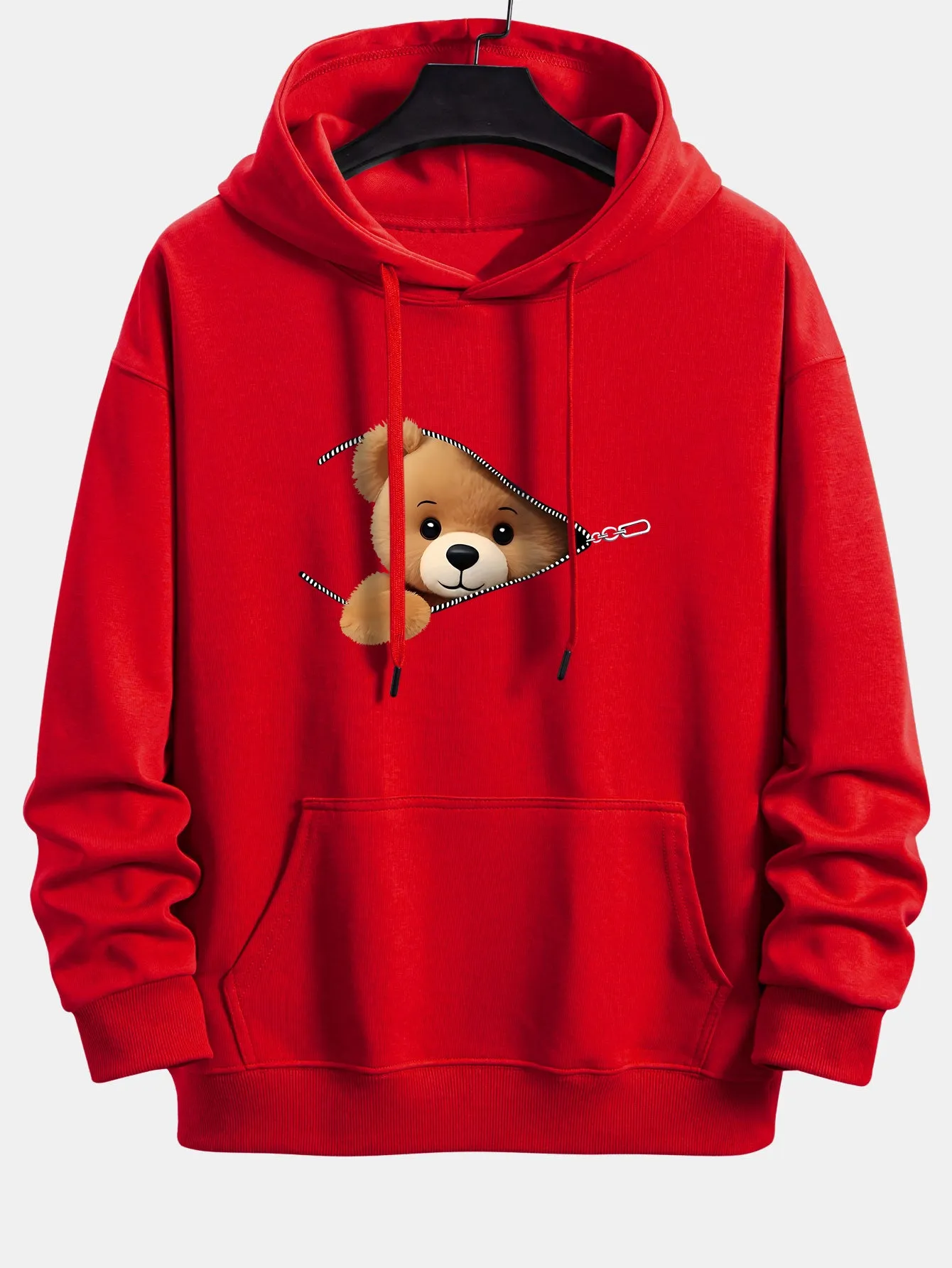 Zipper Bear Print Relax Fit Hoodie sold by Hoooyi product image thumbnail 4