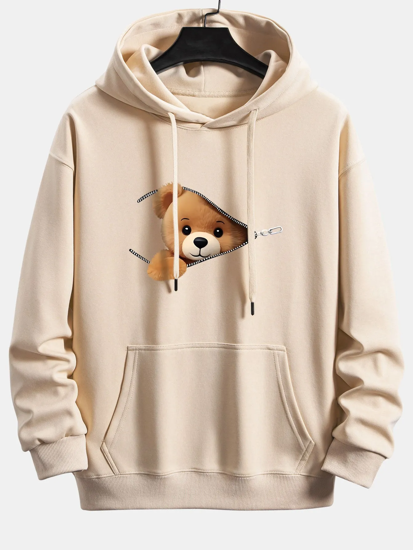 Zipper Bear Print Relax Fit Hoodie sold by Hoooyi product image thumbnail 2