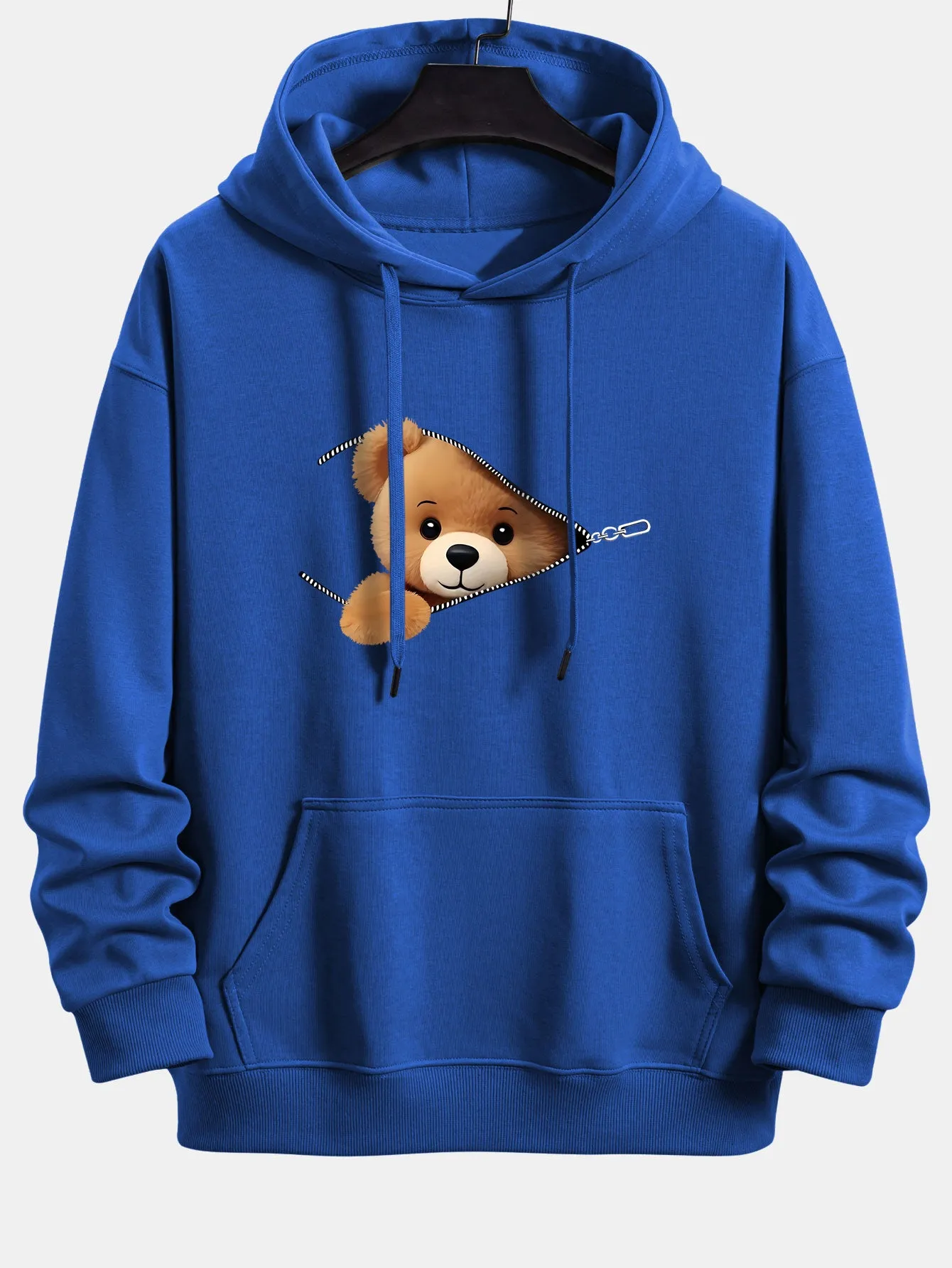 Zipper Bear Print Relax Fit Hoodie sold by Hoooyi product image thumbnail 5