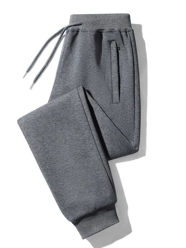 Solid Zipper Pocket Cotton Jogger Pants sold by Hoooyi