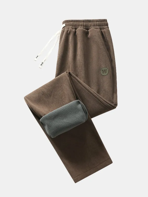 Teddy Fleece Lined Straight Leg Corduroy Pants sold by Hoooyi