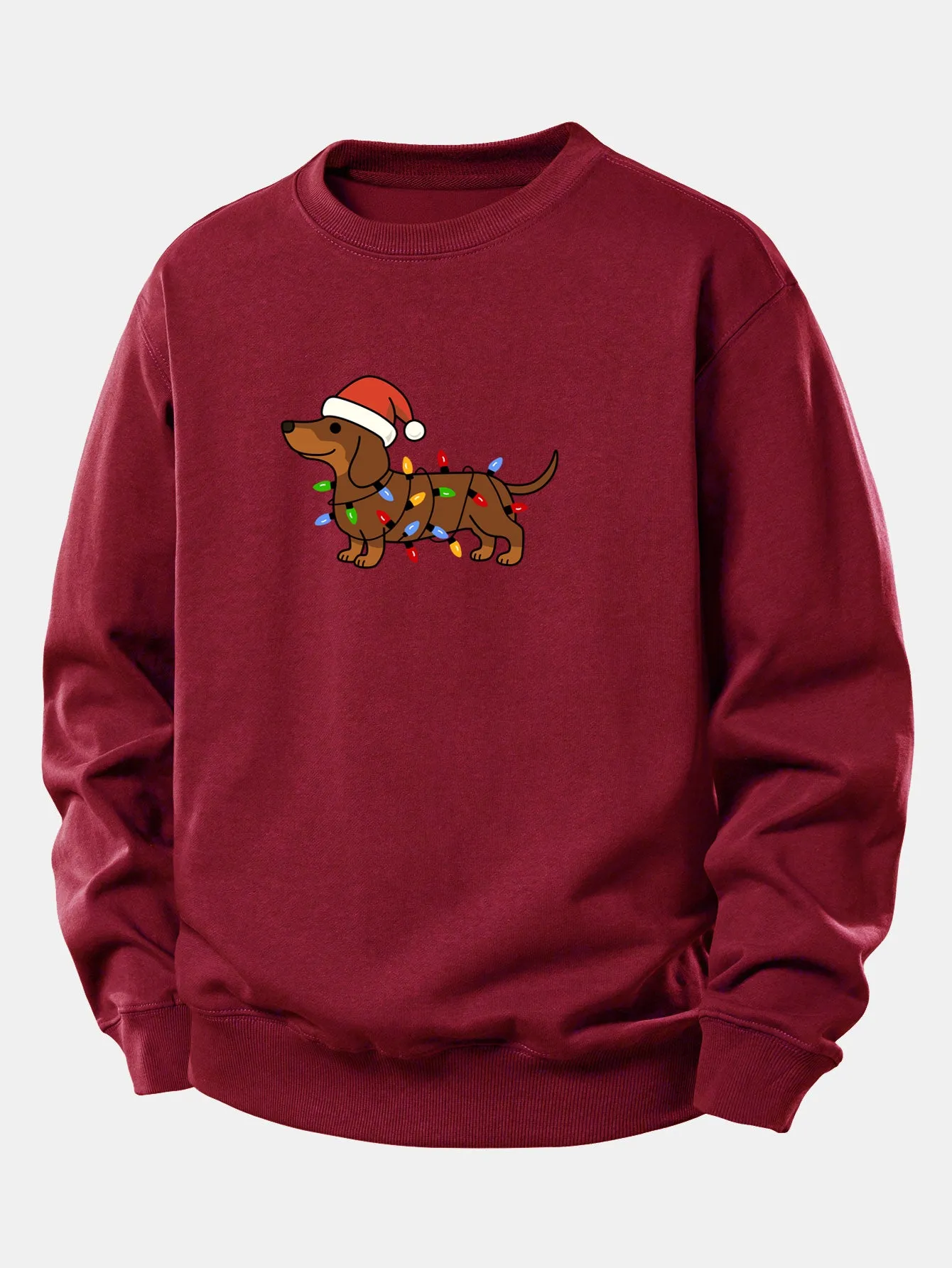 Christmas Colorful Light Dog Print Relax Fit Sweatshirt sold by Hoooyi product image thumbnail 3