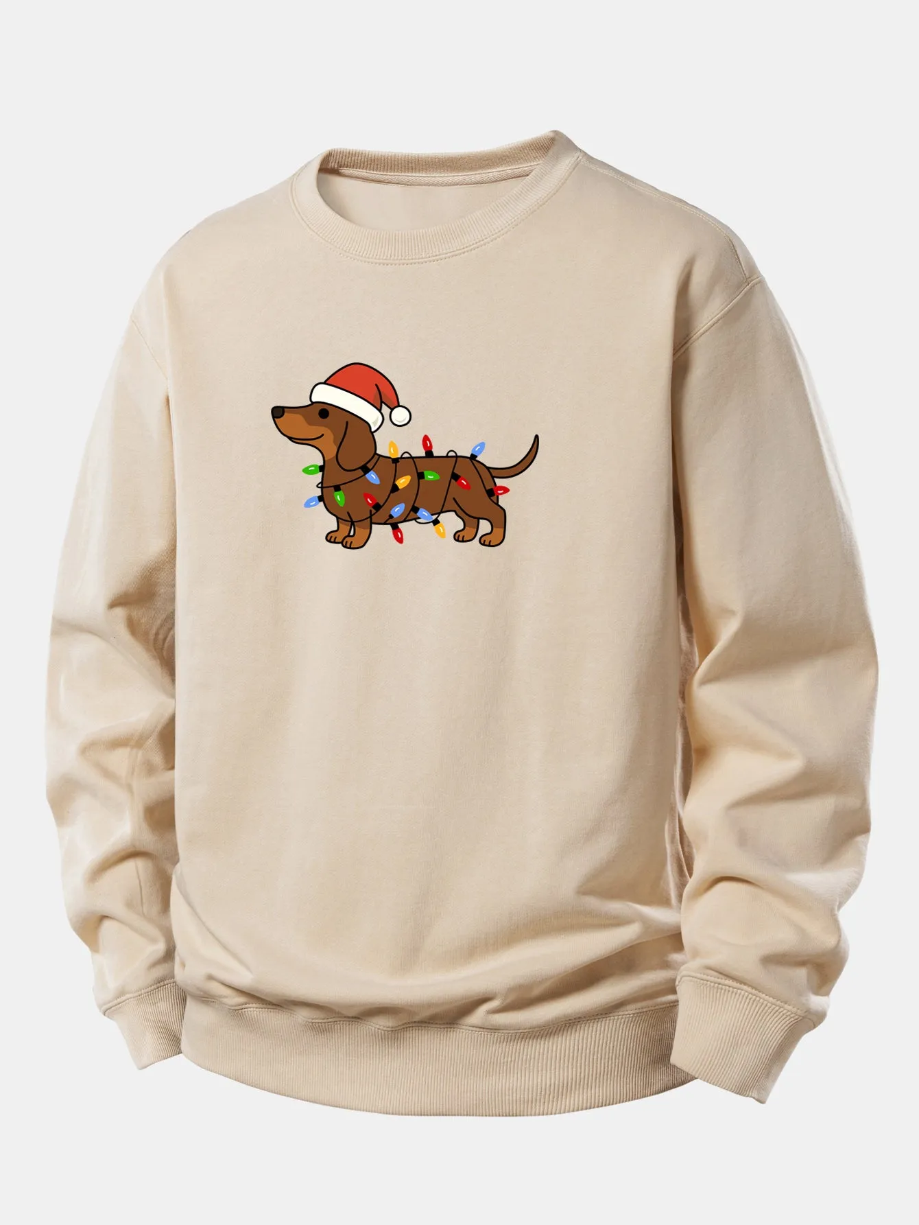 Christmas Colorful Light Dog Print Relax Fit Sweatshirt sold by Hoooyi product image thumbnail 2