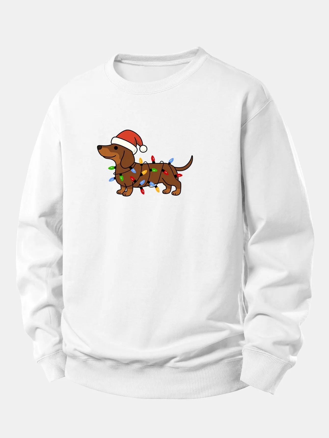 Christmas Colorful Light Dog Print Relax Fit Sweatshirt sold by Hoooyi product image thumbnail 5
