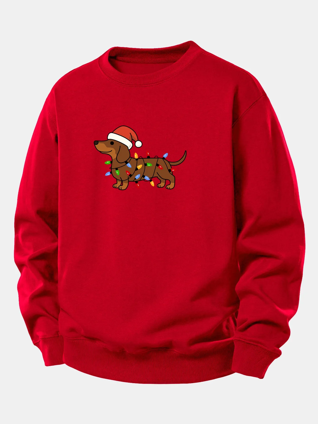 Christmas Colorful Light Dog Print Relax Fit Sweatshirt sold by Hoooyi product image thumbnail 4