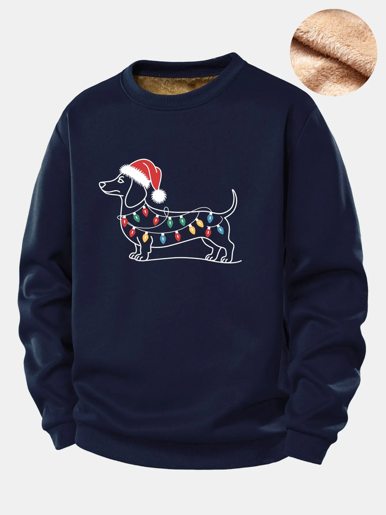 Christmas Light Dog Print Teddy Fleece Lined Sweatshirt sold by Hoooyi product image thumbnail 3