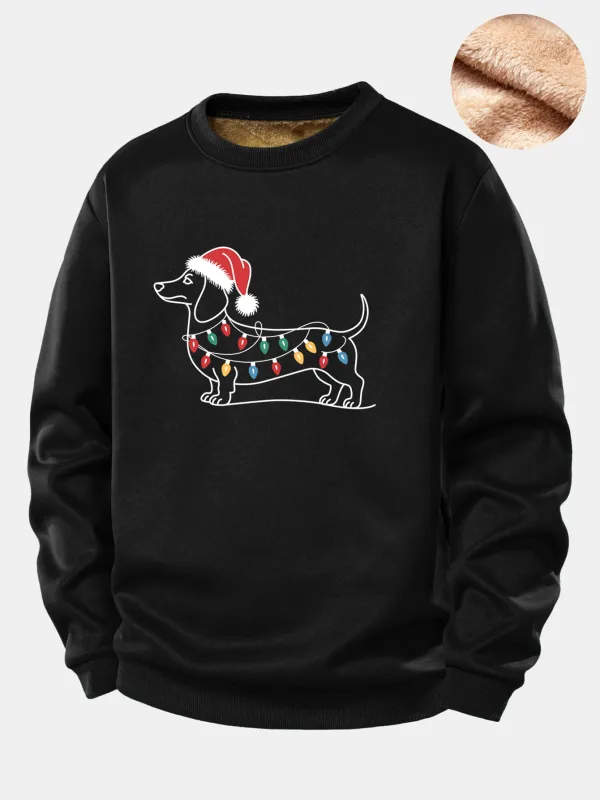 Christmas Light Dog Print Teddy Fleece Lined Sweatshirt made by Hoooyi