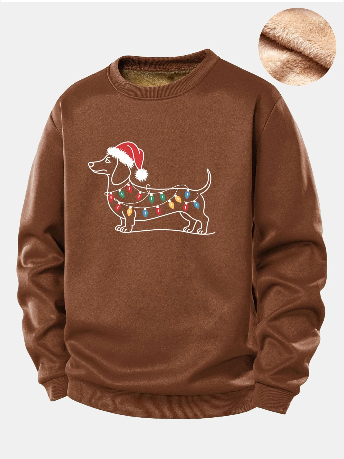 Christmas Light Dog Print Teddy Fleece Lined Sweatshirt sold by Hoooyi product image thumbnail 5