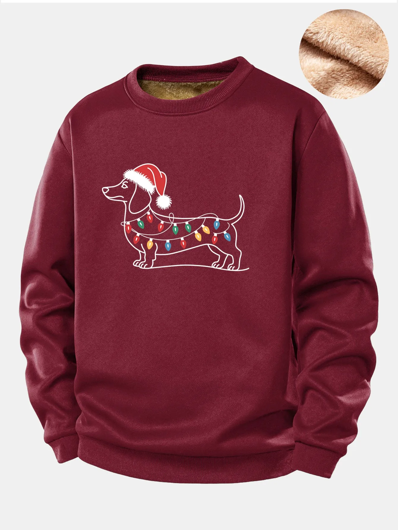 Christmas Light Dog Print Teddy Fleece Lined Sweatshirt sold by Hoooyi product image thumbnail 4