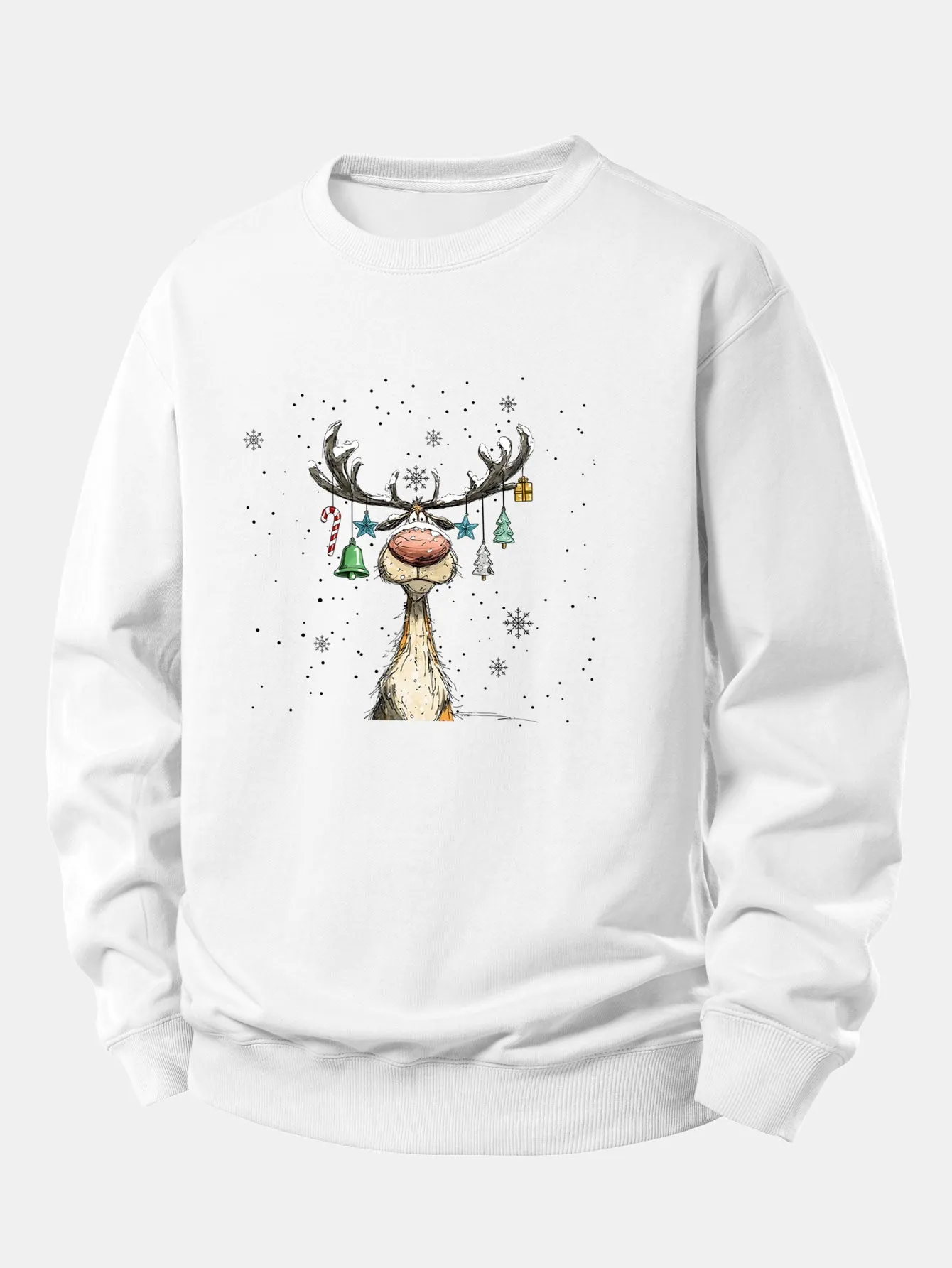 Christmas Light Reindeer Print Relax Fit Sweatshirt sold by Hoooyi product image thumbnail 5