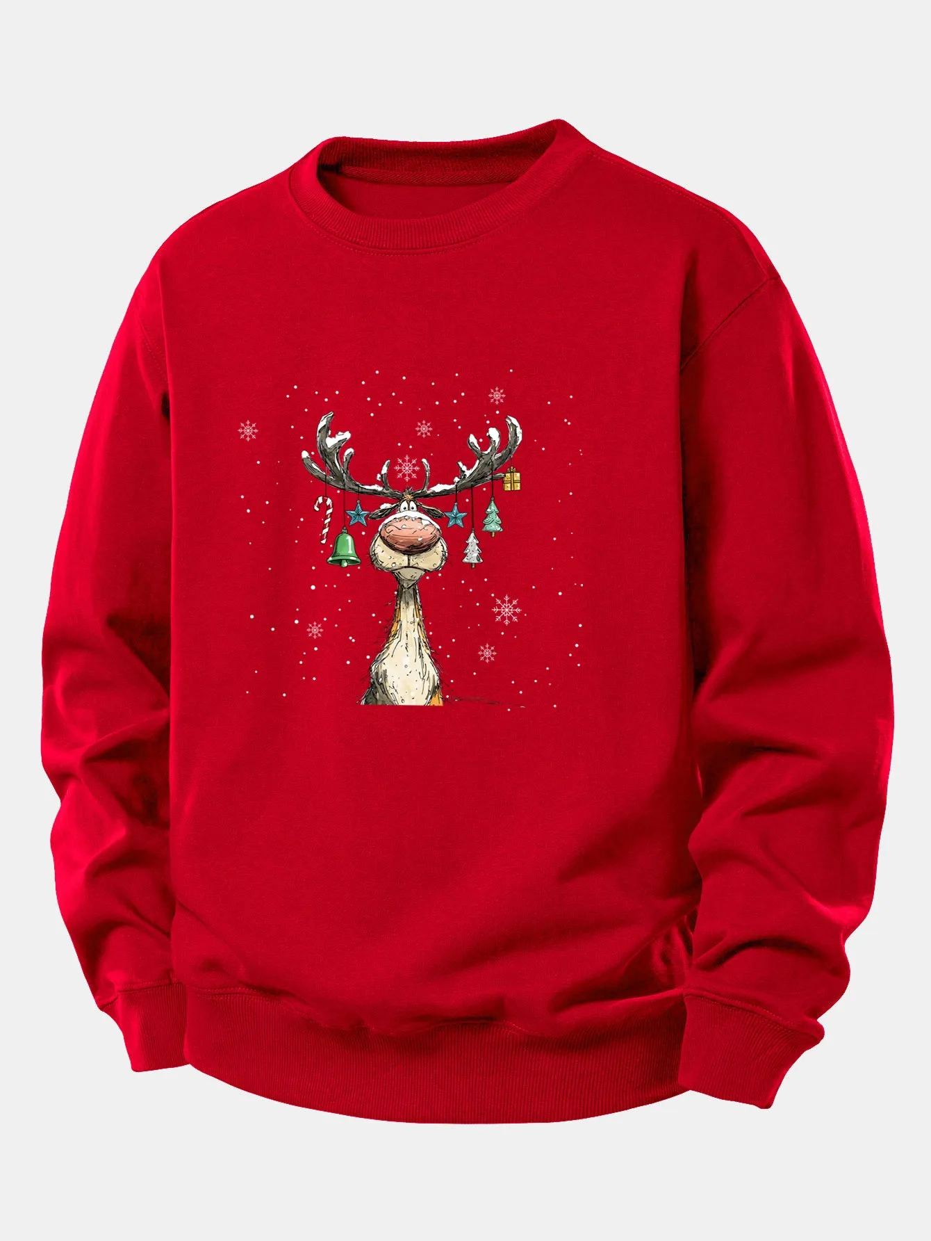 Christmas Light Reindeer Print Relax Fit Sweatshirt sold by Hoooyi product image thumbnail 3