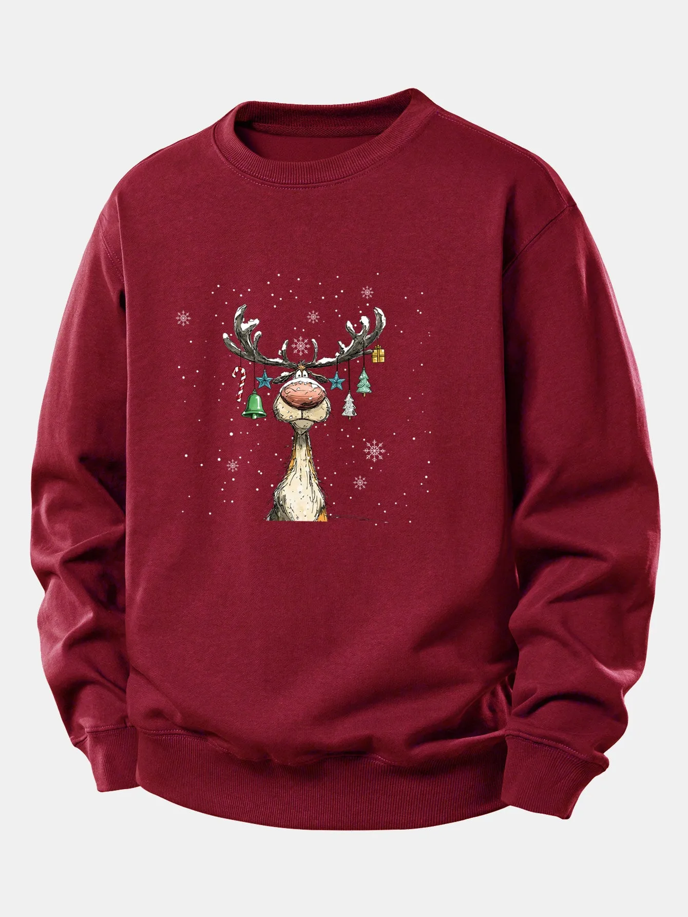 Christmas Light Reindeer Print Relax Fit Sweatshirt sold by Hoooyi product image thumbnail 4