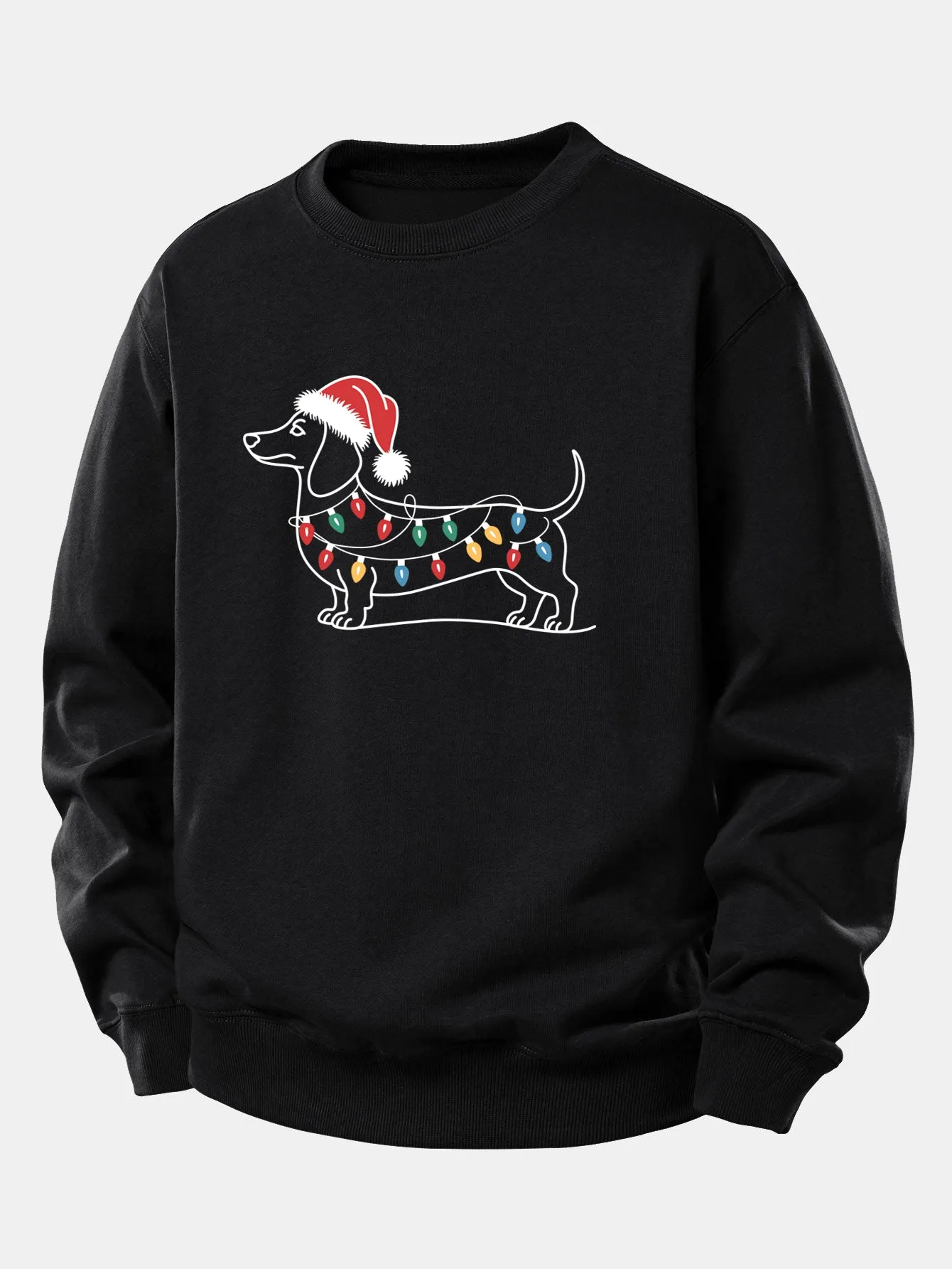 Christmas Light Dog Print Relax Fit Sweatshirt sold by Hoooyi product image thumbnail 2