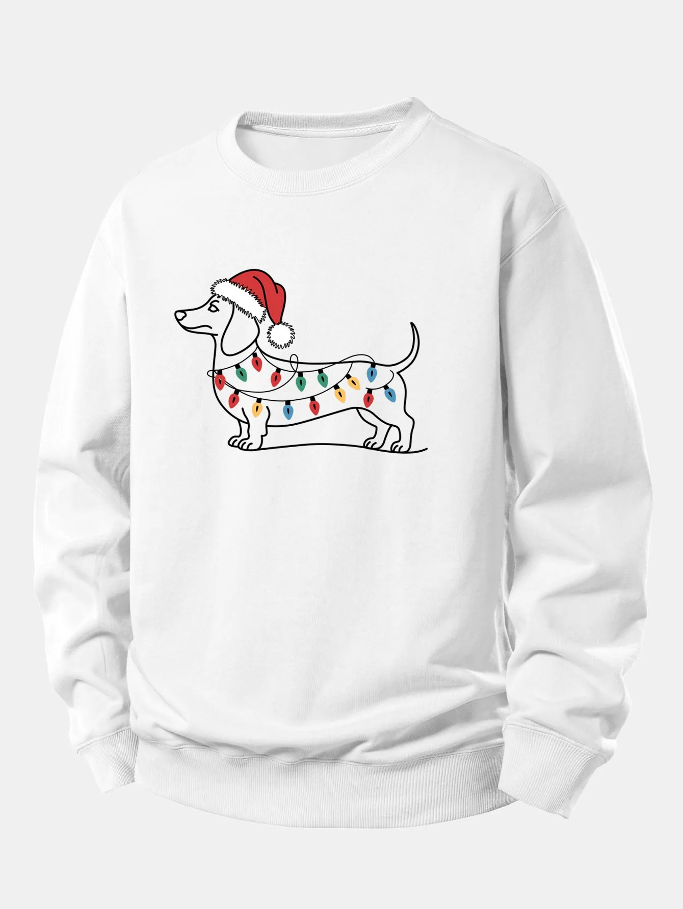 Christmas Light Dog Print Relax Fit Sweatshirt sold by Hoooyi product image thumbnail 3