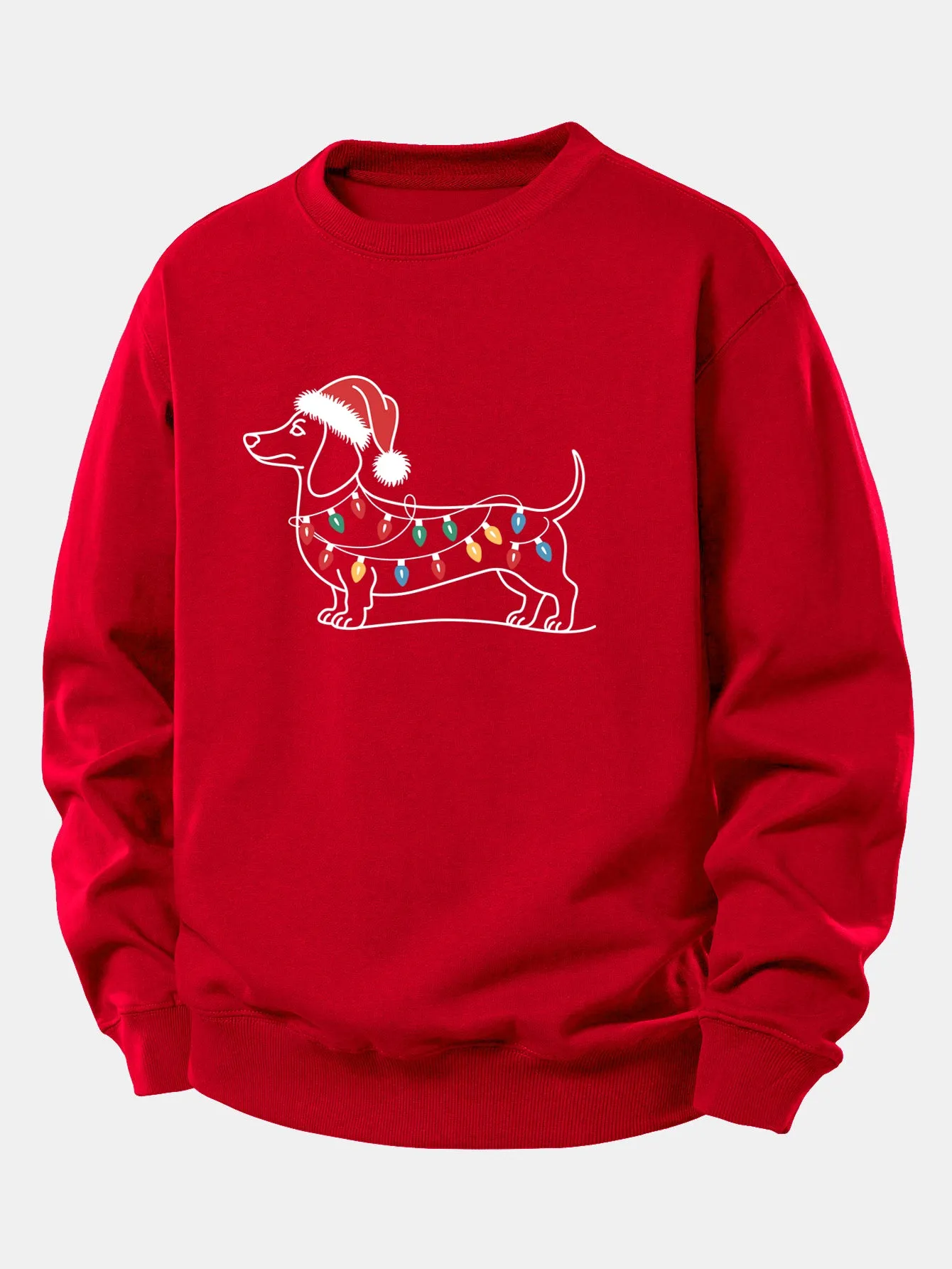Christmas Light Dog Print Relax Fit Sweatshirt sold by Hoooyi product image thumbnail 5