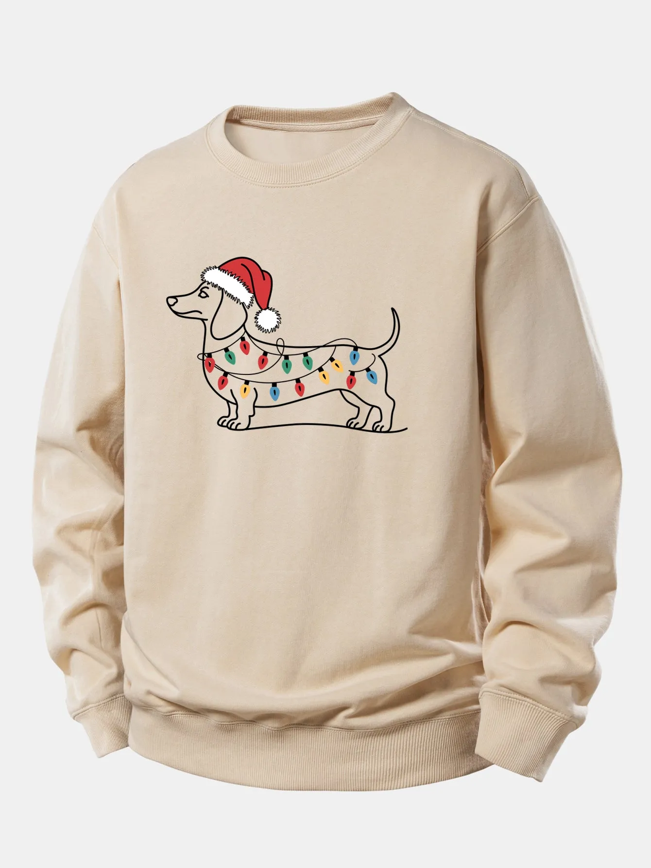 Christmas Light Dog Print Relax Fit Sweatshirt sold by Hoooyi product image thumbnail 4