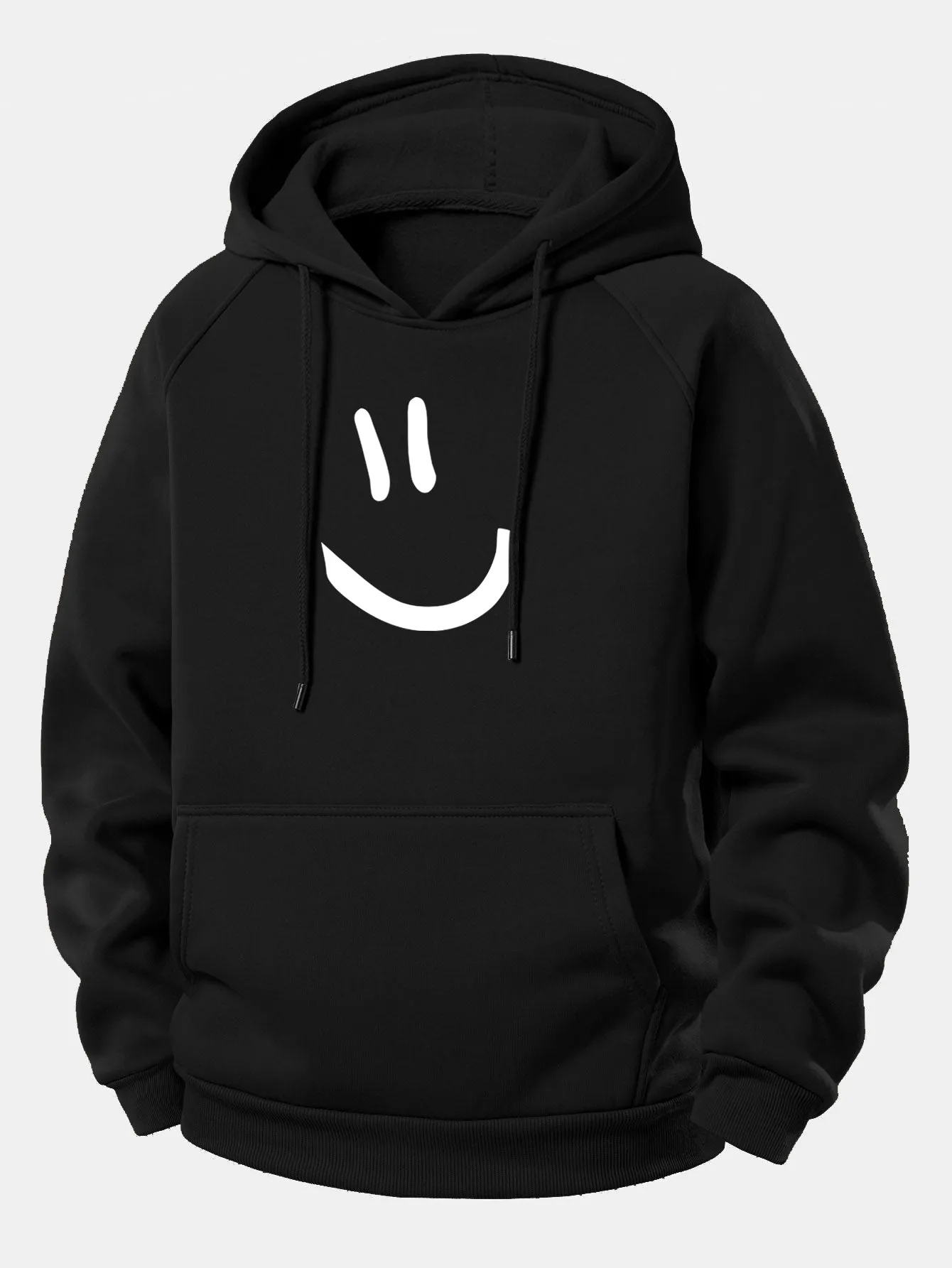 Smiley Face Print Drawstring Hoodie sold by Hoooyi