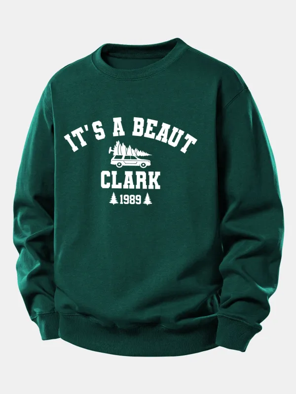 It's a Beaut Clark Christmas Tree Car Print Relax Fit Sweatshirt sold by Hoooyi