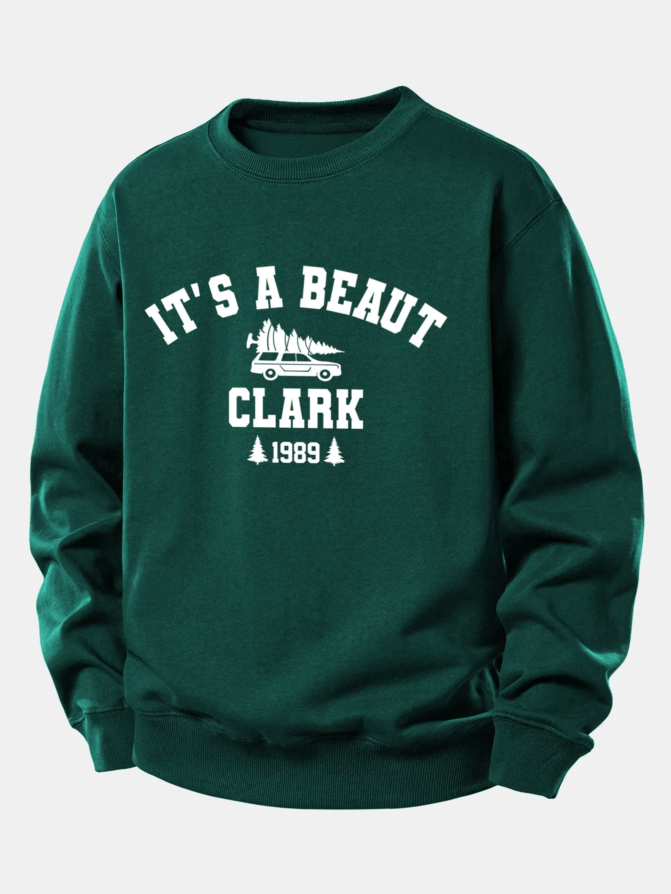 It's a Beaut Clark Christmas Tree Car Print Relax Fit Sweatshirt sold by Hoooyi