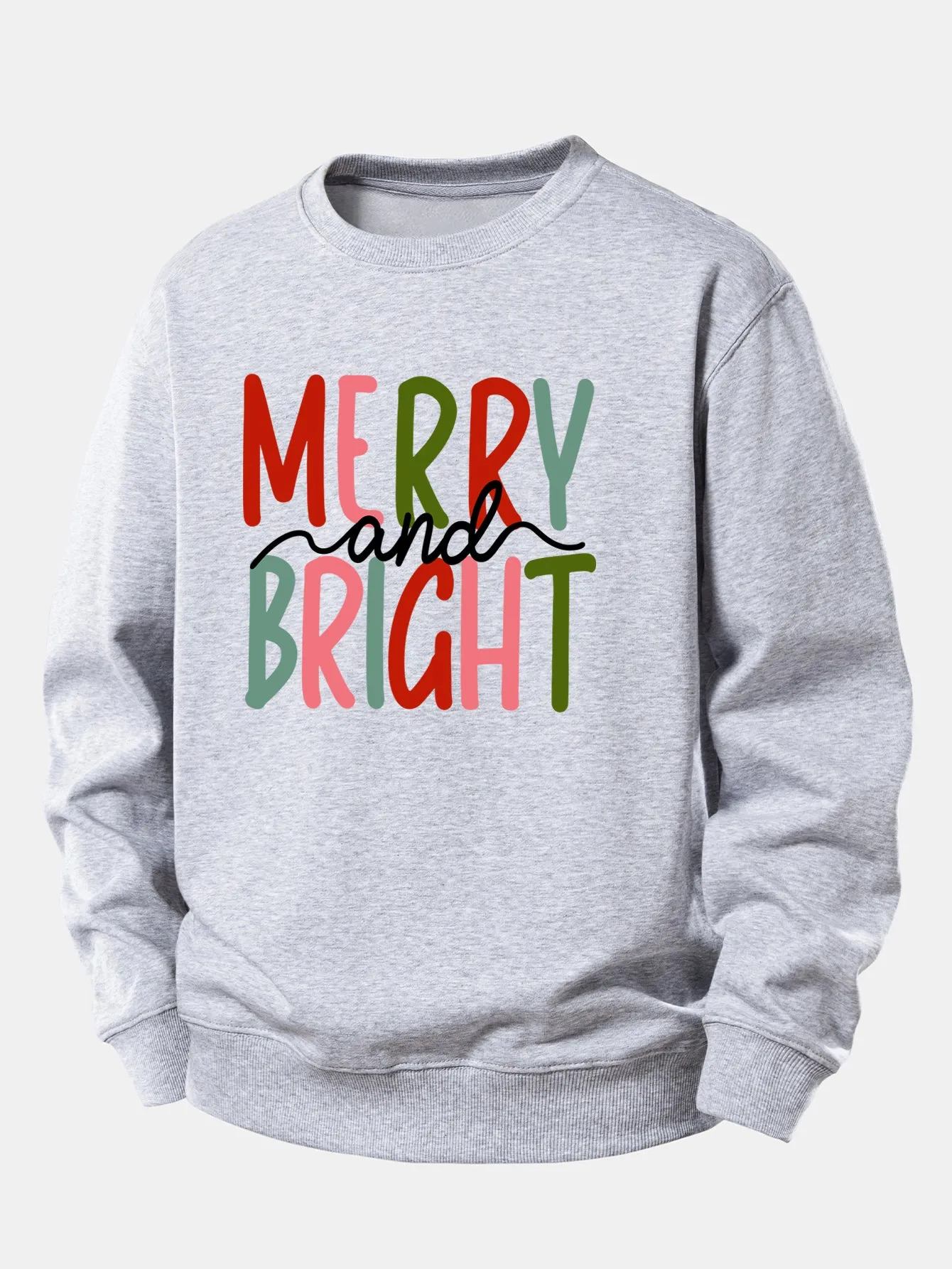 Merry And Bright Print Relax Fit Sweatshirt sold by Hoooyi product image thumbnail 2